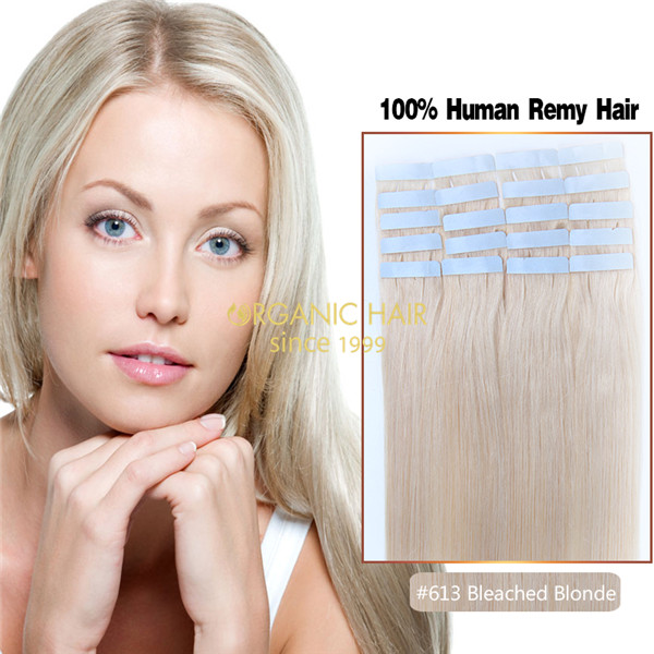 Human hair blonde tape in extensions